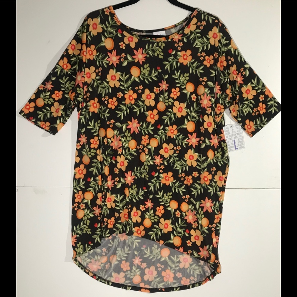 Lularoe Irma high low tunic pattern floral orange